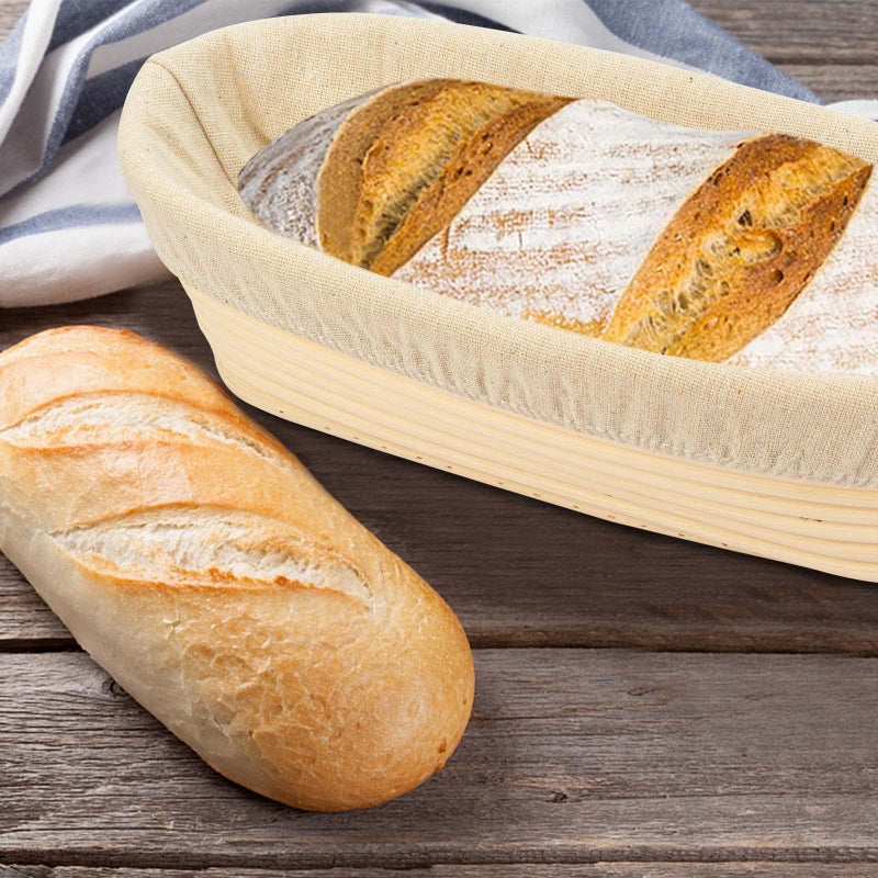 Stormshopping 11.8 inch Oval Long Banneton Brotform Bread Dough Proofing Rising Rattan Basket & Liner - Image 3
